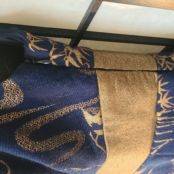 Anthropologie Eva Franco Navy Blue & Gold Tapestry Party Dress sz 2 - Picture 7 of 12